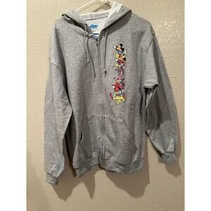 NWOT Disney Mickey and Friends Vintage Character Full Zipper Grey Hoodie M